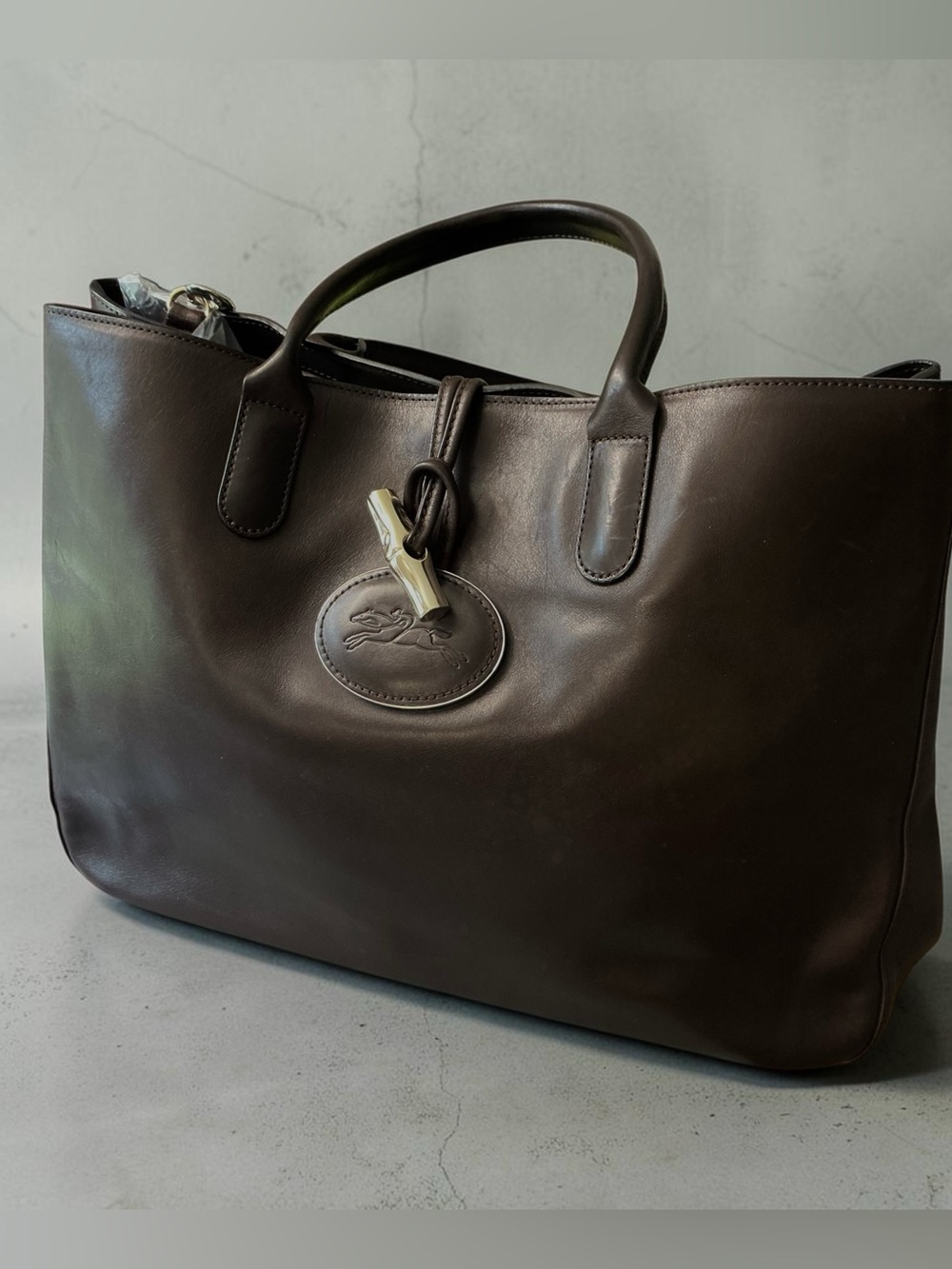 Longchamp Dark Brown Leather Tote